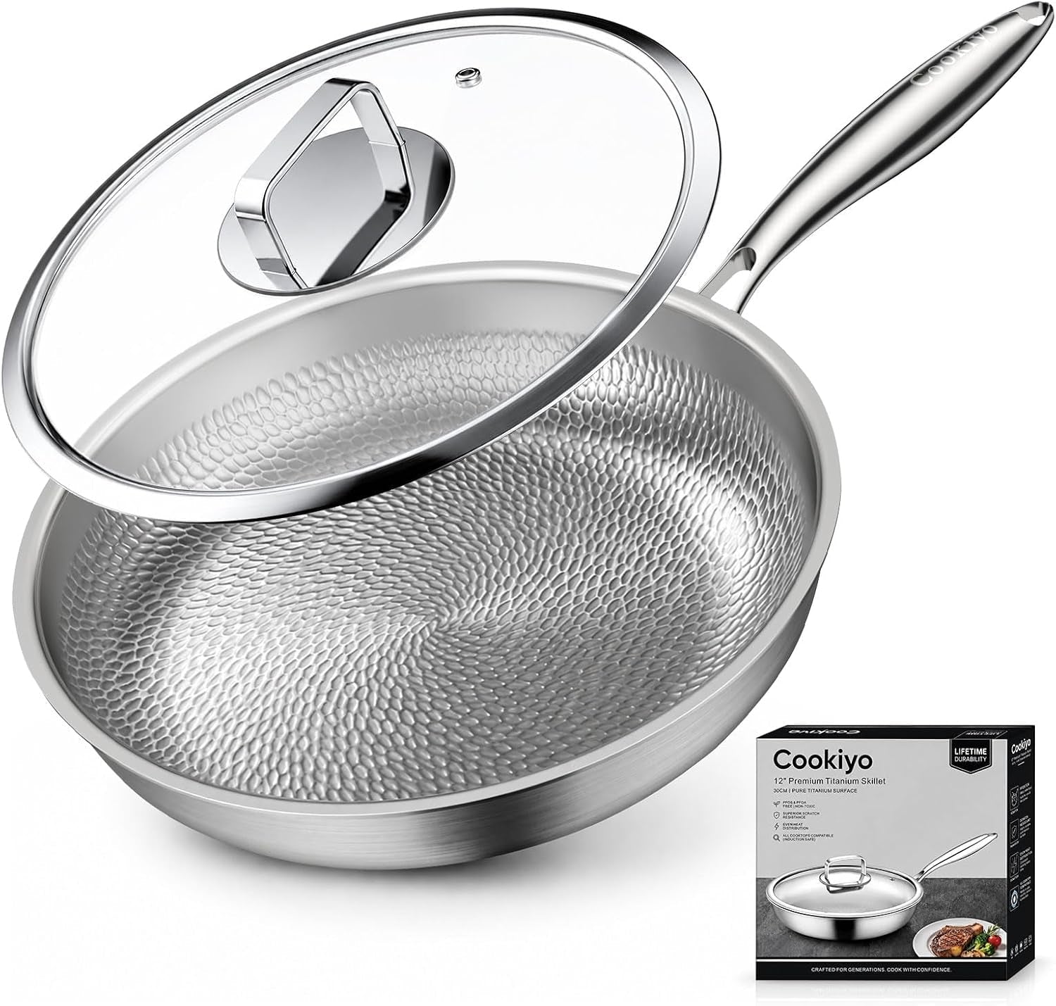 12-titanium-pans-for-cooking-with-lid-hammered-chef-grade-skillet-no-coating-pfas-free-healthy-cookware-durable-non-toxic-pan-induction-compatible-dishwasher-oven-safe