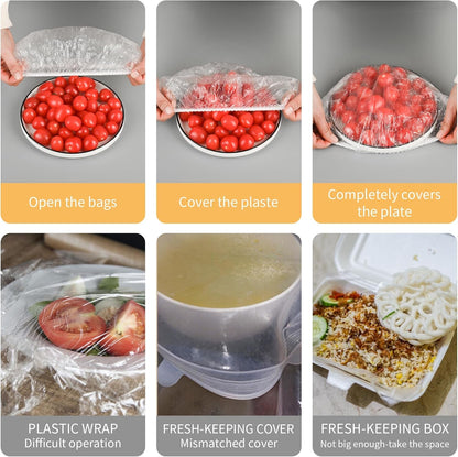 200 Bowl Covers for Bread Proofing,Elastic Large Plastic Wrap for Food | Stretch Food Covers,Keep Food Fresh,Reusable Shower Caps for Sourdough Bread,Baking Essential Supplies,Fits Bowls up to 11"7