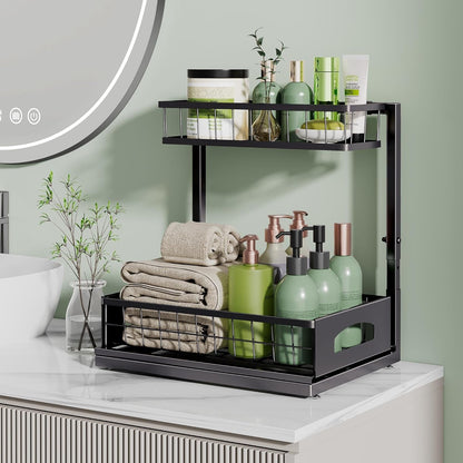 Under Sink Organizer, 2-Pack L-Shaped Metal Pull-Out Drawers for Kitchen7
