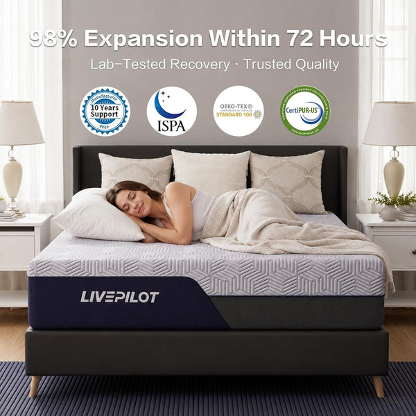 King Mattress, 12 Inch King Size Mattresses Hybrid Mattress with Memory Foam & Pillow Top - Medium Firm Feel for Motion Isolation, Edge Support, Pressure Relief - Bed in a Box, Certipur-Us Certified8