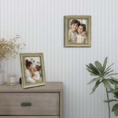 Vintage 8X10 Picture Frame Gold Line Sage Green Photo Frames7