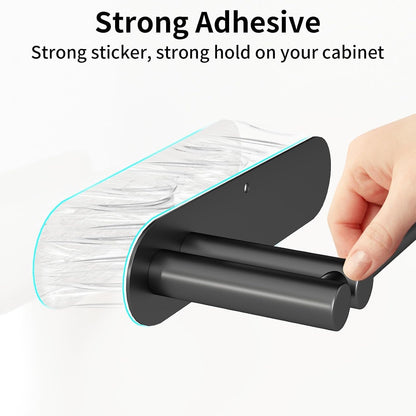 Paper Towel Holder under Cabinet, Upgraded Dual-Rod Adhesive Paper Towel Holder with Longer Base, Stainless Steel Wall Mounted Holder for Kitchen Towels, No Drill, Black4