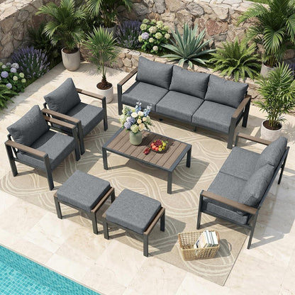 Outdoor Patio Furniture Set 9 Seats Aluminum Conversation Set1