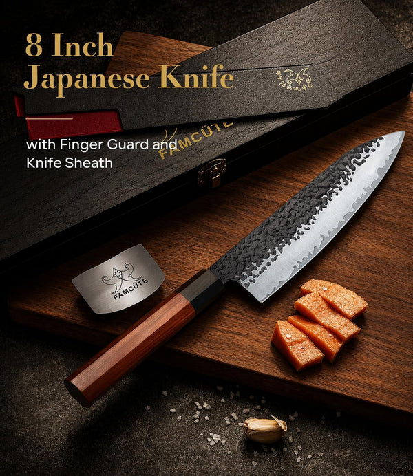 8'' Japanese Knife, Hand Forged Pro Chef Knife with Sandalwood Box2