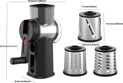Rotary Cheese Grater Hand Crank with Foldable Handle, Three Blades4