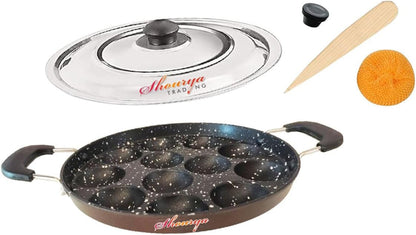 Non Stick Appam Pan,Appam Maker,12 Pits Appam Maker, Nonstick Appam Pan,Appa Chetty Paniyaram Pan Patra, (Medium Size)5
