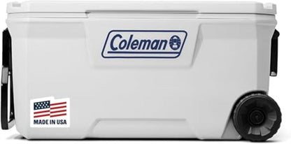 Coleman Marine Cooler with Fully Insulated UV Guard Lid & Body, Keeps Ice for 3+ Days, Great for Boating & Fishing, 52Qt/100Qt Wheeled/120Qt Options1