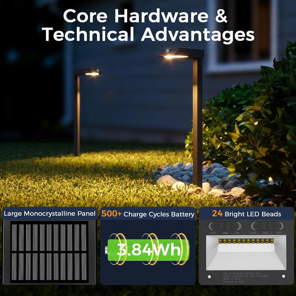Solar Pathway Lights, 4 Pack Metal Motion Sensor Outdoor Lights7