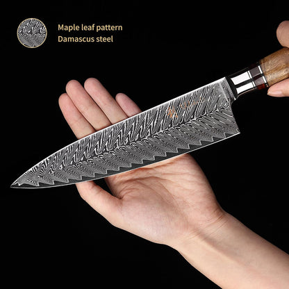 5-Piece Damascus Kitchen Knife Set with Magnetic Block, VG10 Core | Damascus Knife Set with Block: 67-Layer Damascus Steel, Sycamore Handles, Chef, Santoku, Bread, Utility and Paring Knives9