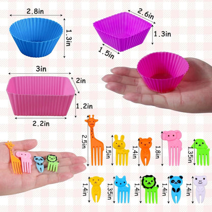 60 Pcs Silicone Lunch Box Dividers with Animal Food Picks,Reusable Lunch Bento Box Accessories for Kids,Lunchbox Supplies Accessories,Back to School Lunch Essentials,Silicone Cupcake Liners8