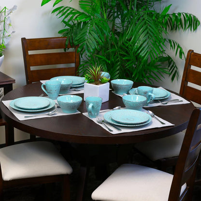 Embossed Stoneware Ocean Dinnerware Dish Set, 16 Piece, Turquoise5