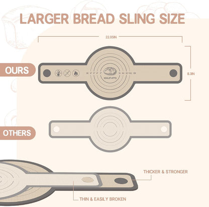 Silicone Bread Sling, Nonstick & Easy to Clean, 2 PCS | Oval and Round, Gray, Reusable, Baking Mats, Sourdough Supplies & Tools6