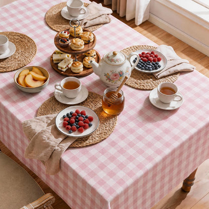 Gingham Tablecloth Rectangle Table, Cotton Linen Style Picnic Checkered Table Cloth Farmhouse Washable Wrinkle Free Buffalo Plaid Table Cover for Outdoor Birthday Party, Pink, 60X754