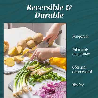 Cutting Boards for Kitchen - Bpa-Free Chopping Board - Different Sizes & Non Slip Handles - Reversible, Large Cutting Board Set - Unique Gifts for Cooks Who Have Everything - 3-Pack Gray2