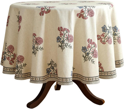 Designer French Linen round Tablecloth,Diameter 67"-Helena E1