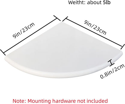 2 Pcs White Marble Corner Shower Shelf for Bathroom, 9'' X 9'' X 0.8'' Marble Corner Shelves for Bathroom Wall Mounted Both Side Polished3
