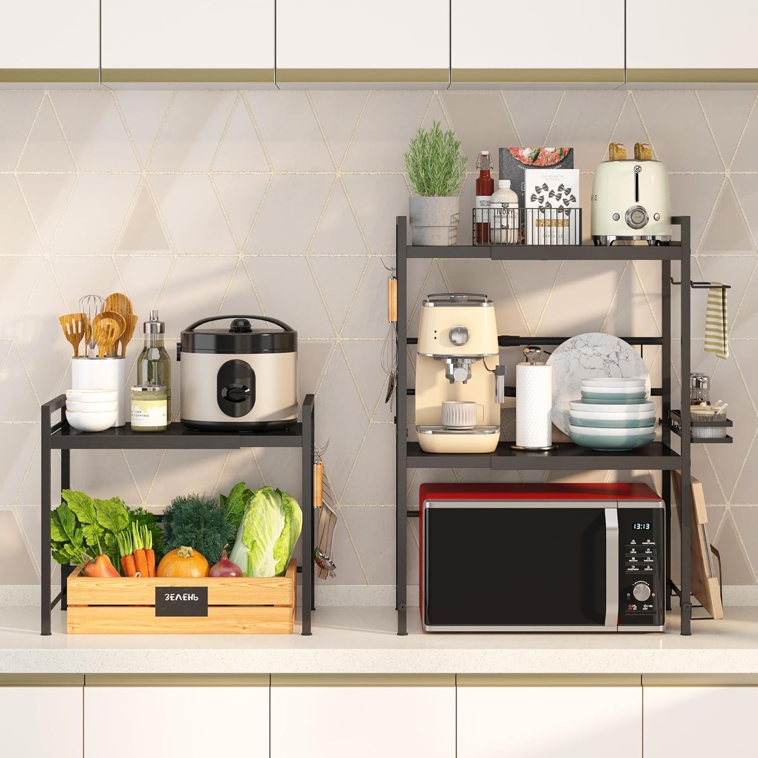 microwave-oven-rack-expandable-microwave-stand-countertop-kitchen-utensils-tableware-storage-carbon-steel-over-microwave-shelf-countertop-with-3-hooks
