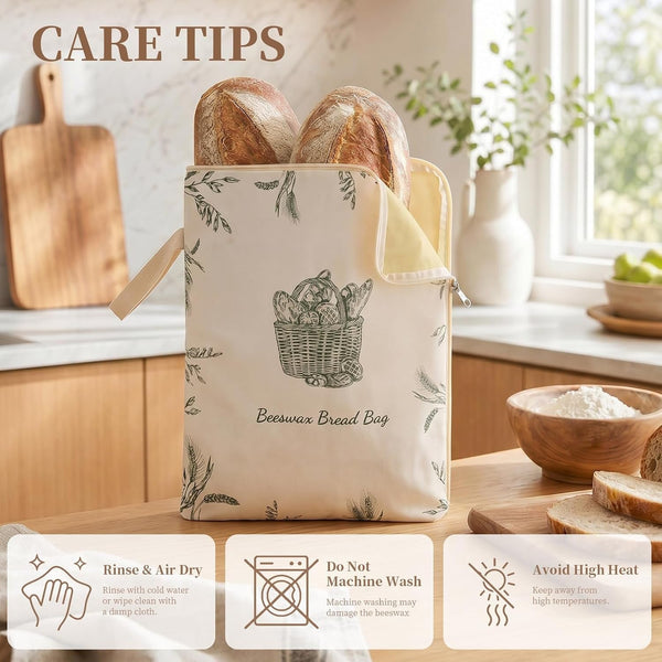 Beeswax Sourdough Bread Bags for Homemade Bread, XL Reusable Bags, 2 Pack | Linen Cotton, Natural Beeswax Lining, Artisan Baking, Breathable Bread Storage, Keeps Crust Crisp and Crumb Soft8
