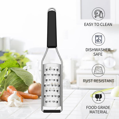 Cheese Grater Vegetable Shredder & Citrus Zester Lemon Zester for Parmesan Cheese, Vegetables, Zucchini, Nutmeg, Chocolate, Lemons, Hand Held Shredder Graters Stainless Steel Extra Coarse Blade5