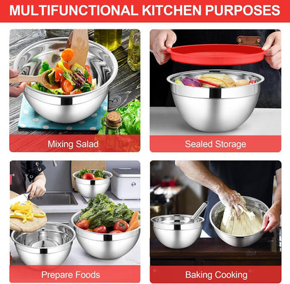 6 Pack Mixing Bowls Sets, Stainless Steel Metal Bowl for Kitchen5