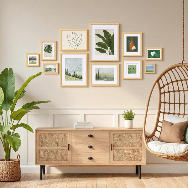 12X16 Picture Frame Natural Wood Made of Solid Wood with Plexiglass, Display Pictures 9X12/11X14 with Mat or 12X16 without Mat, for Wall Mounting Photo Frame8