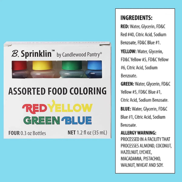 B. Sprinklin Assorted Liquid Food Coloring Kit - Neon and Regular (8) Colors, Vibrant Food Dye for Slime Crafts, Dying Eggs, Frosting and Cake Decorating, 8 Bottles, 0.3 Fl Oz by2