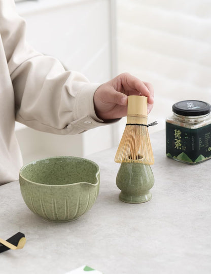 Matcha Set - Match Bowl and Whisk, 15 OZ Matcha Whisk Set | Matcha Scoop | Matcha Whisk Stand (Chasen Holder) - 5Pc Perfect Matcha Kit for Matcha Tea Ceremony (Mottled Green)7