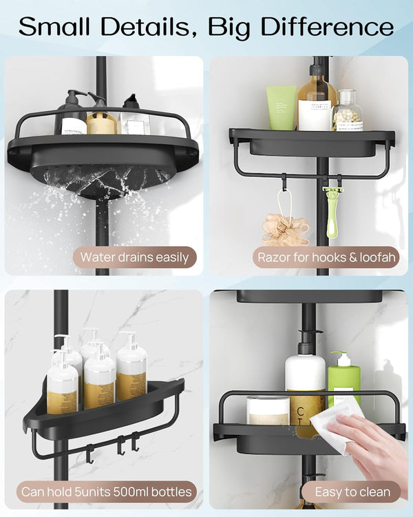 Corner Shower Caddy Tension Pole for Shampoo Holder, Stainless Steel Rod6