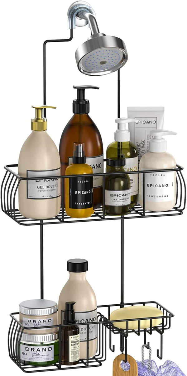 Shower Caddy Hanging,Large Capacity Shower Organizer,Black1