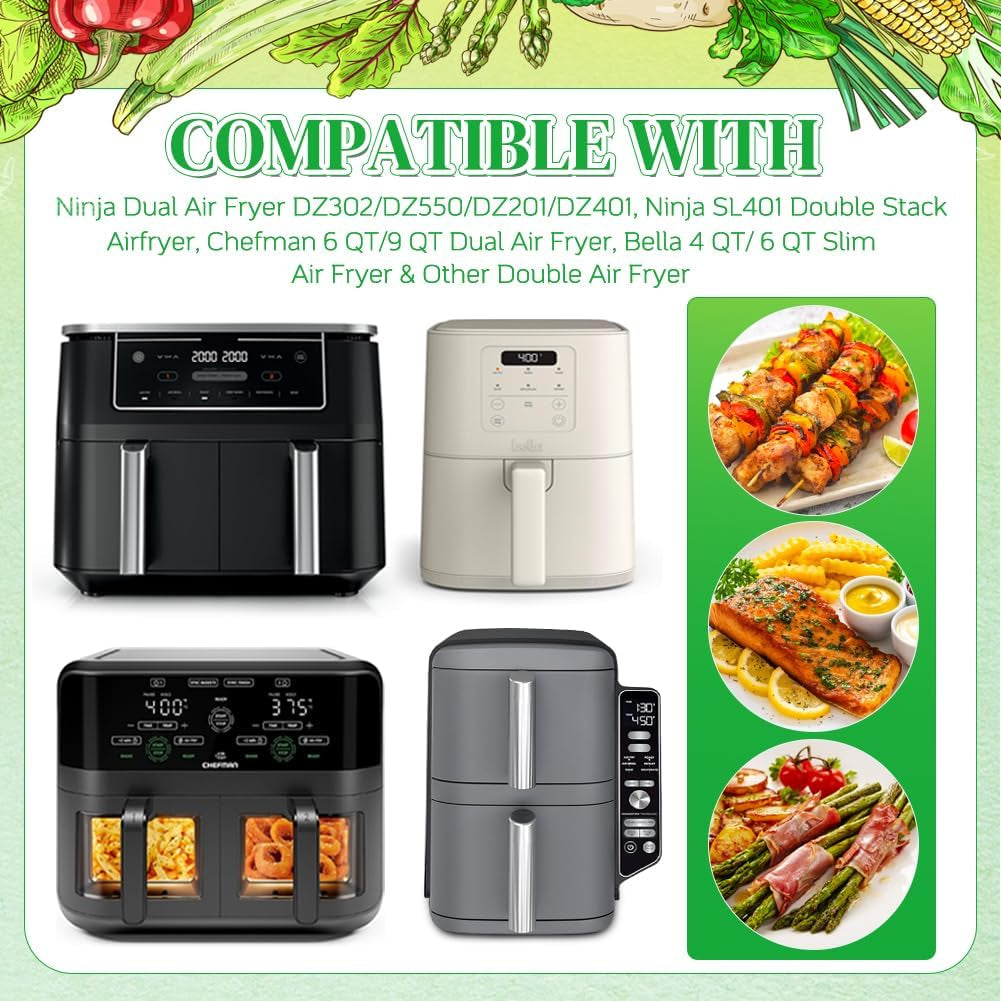 300pcs-disposable-air-fryer-liners-for-ninja-dual-bella-airfryer-rectangle-air-fryer-parchment-paper-compatible-with-ninja-dualzone-dz201-dz401-dz550-dz302-bella-slim-air-fryer-more