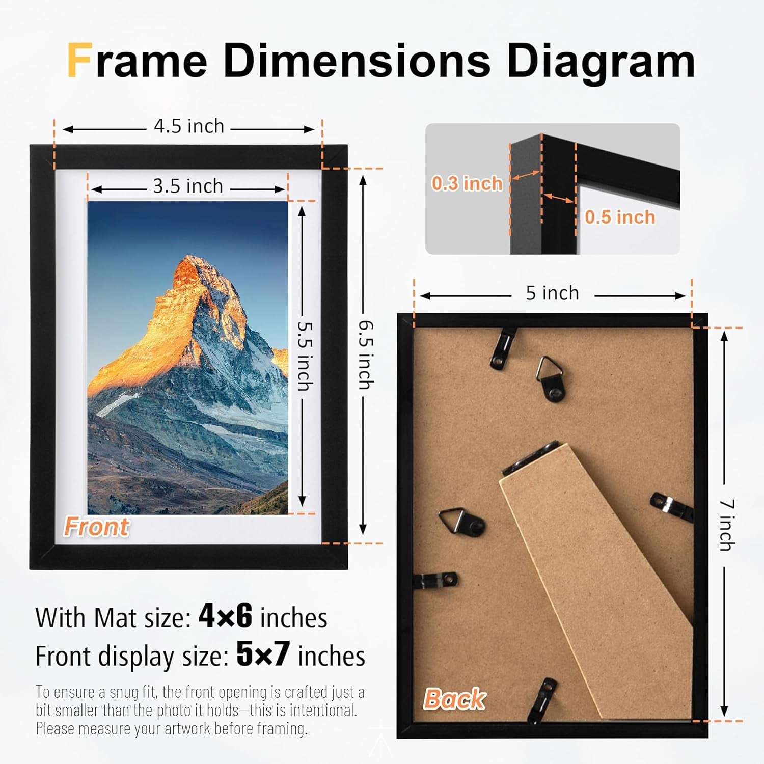 5x7-black-plastic-picture-frame-6pk-4x6-mat-acrylic-sheet