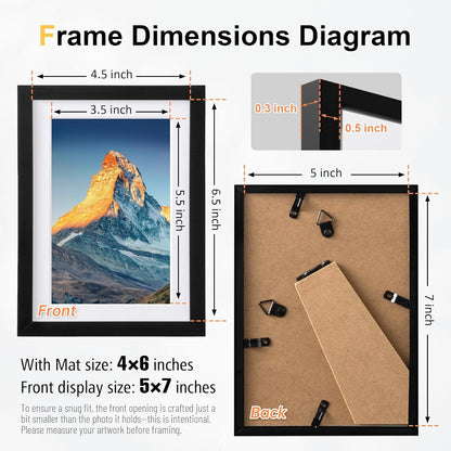 5X7 Black Plastic Picture Frame 6Pk 4X6 Mat Acrylic Sheet2