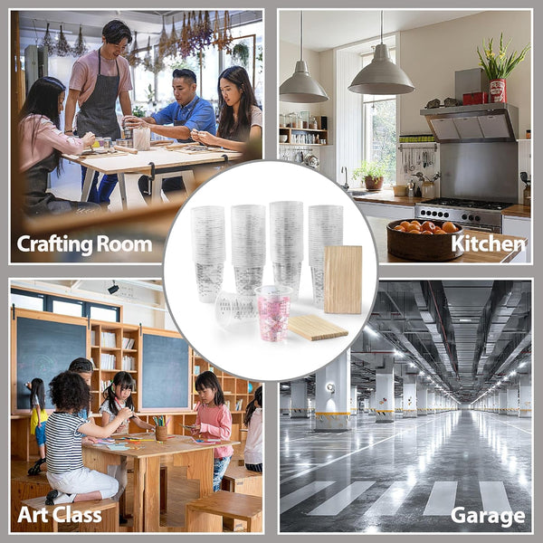 120Pcs 8Oz Graduated Clear Plastic Resin Epoxy Paint Measuring Cups with 120Pcs Wooden Stirring Sticks for Mixing Paint, Pigments, Epoxy Resins, Resins4
