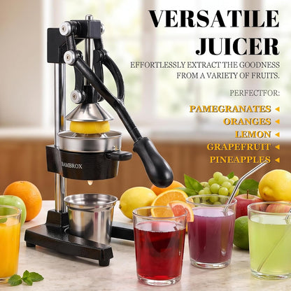 Manual Cast Iron Lemon Squeezer, Black Citrus Juicer | Detachable Cone, Free Stainless Steel Cup, Extracts Juice from Lemons, Oranges and Grapefruits, Easy to Clean6