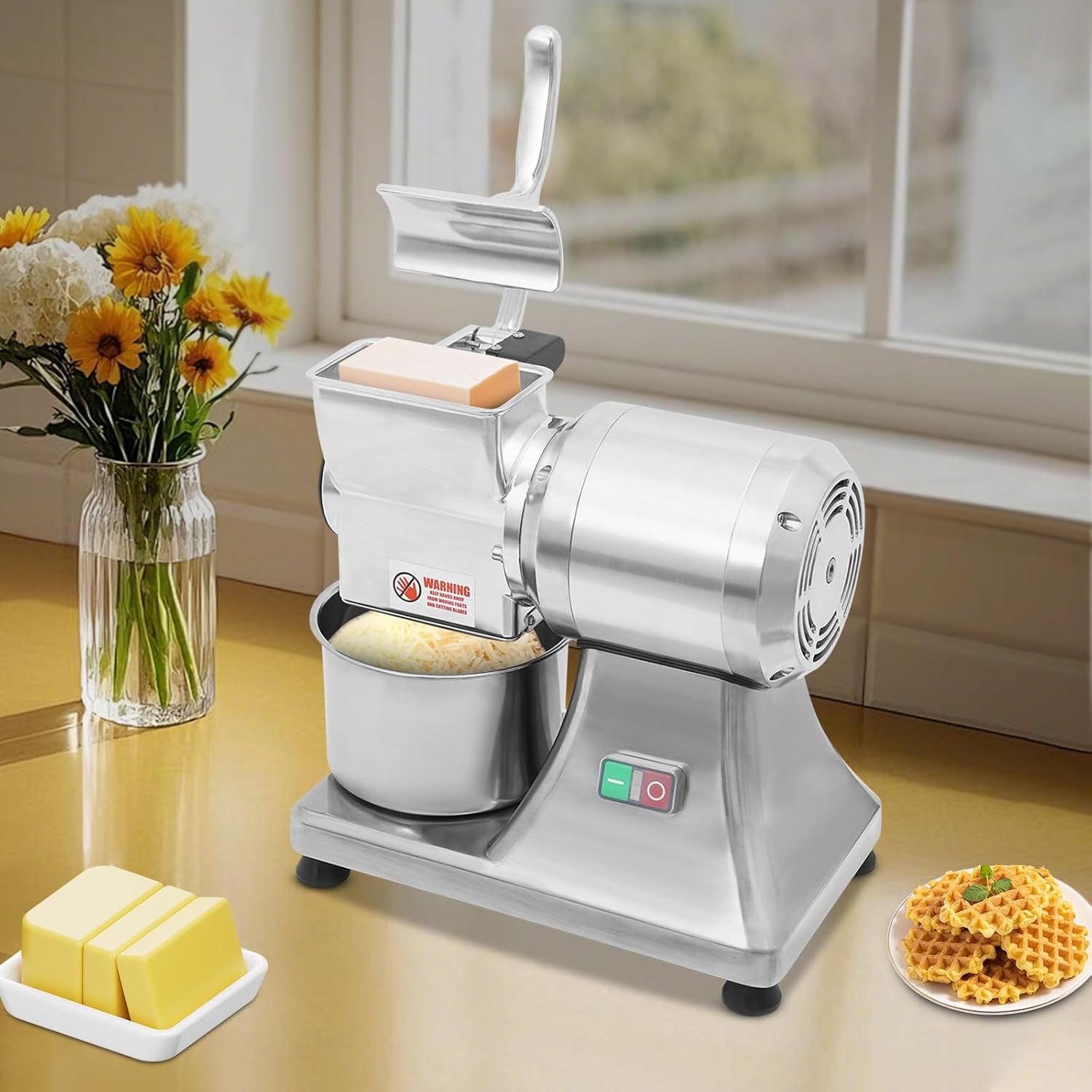 electric-cheese-grating-machine-550w-110v-multifunctional-automatic-vegetable-cutter-and-food-processor-stainless-steel-crushing-barrel-food-for-cheese-butter-bread-bran-88lbs-h-production
