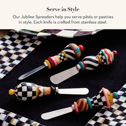 MACKENZIE-CHILDS Jubilee Canapé Knife Set | Hand-Applied Design, Made from Stainless Steel with a Dolomite Handle, Charcuterie Knives, 1.5" W X 5.5" L (Each), Set of 42