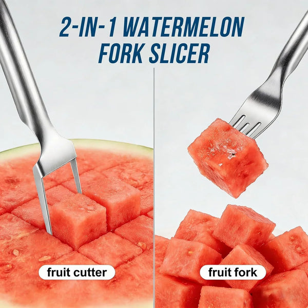 Watermelon Cutter Slicer,2-In-1 Stainless Steel Fruit Fork for Home Kitchen2