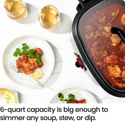 6-Quart Slow Cooker, Electric Countertop Cooking, Stovetop & Oven-Safe Removable Insert for Browning & Sautéing, Family-Size Soups & Stews, Nonstick & Dishwasher-Safe Interior,Stainless Steel6