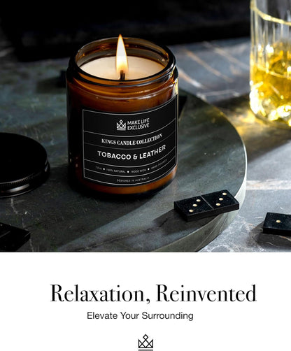 Scented Candles for Men - Tobacco and Leather Scent7
