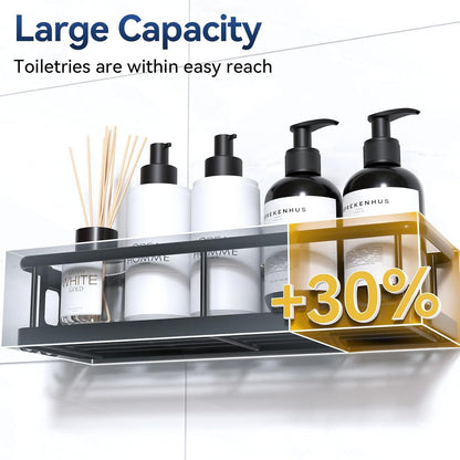 Shower Caddy Adhesive, Rustproof Shower Organizer, Large Capacity Shower Shelves for inside Shower, No Drilling Bathroom Organizers and Storage for Home Decor （2 Pack Black）4