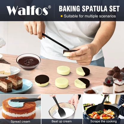 600°F High Heat Resistant Silicone Spatula Set of 5- Food Grade Rubber Spatula Set for Baking Cooking & Mixing - BPA Free, Non Stick and Dishwasher Safe,Black3