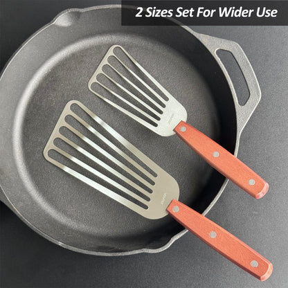 Fish Spatula Turner, Stainless Steel Slotted Spatulas Set - 3"X6"+4"X8"2