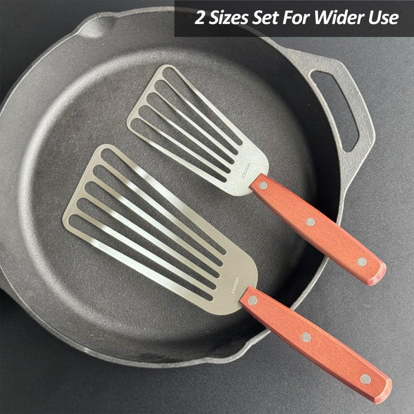 Fish Spatula Turner, Stainless Steel Slotted Spatulas Set - 3"X6"+4"X8"2
