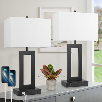 22" Table Lamp Set of 2, Modern Touch Control Lamp with 2 USB Ports1