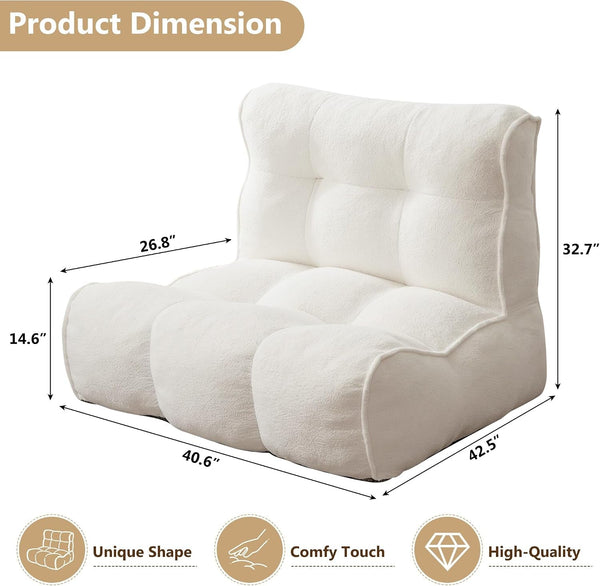 Gaint Bedroom Sofa for Adults, Memory Foam Lazy Sofa Sack, Ultra Soft Faux Fur Floor Sofa, Floor Couch for Bedroom, Living Room, Office & Home, Beige2