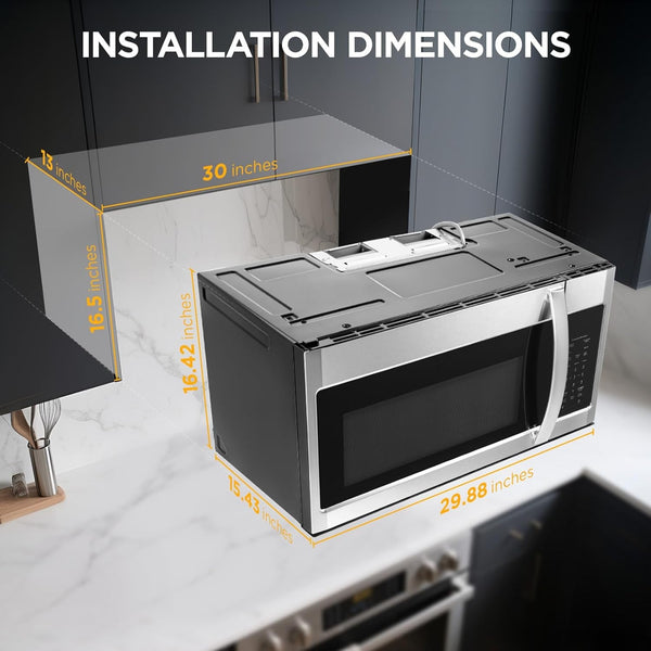 BLACK+DECKER Over-The-Range Microwave Oven with Air Fryer, 1.5 Cu.Ft, 900W | 6-In-1 Cooking Modes, Convection & Bake, Sensor Reheat, 300 CFM Vent, Air Fryer Combo, Stainless Steel7