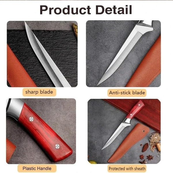 Meat Cleaver,Cleaver Knife 6 Inch Boning Knife Stainless Steel Cleaver Meat Fruit Paring Knife ABS Handle Fishing Cutting Cooking Knives with Cover, LAMAJIGA58442