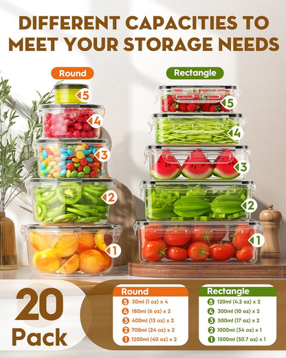 40 PCS Food Storage Containers with Lids, Microwave/Dishwasher Safe2