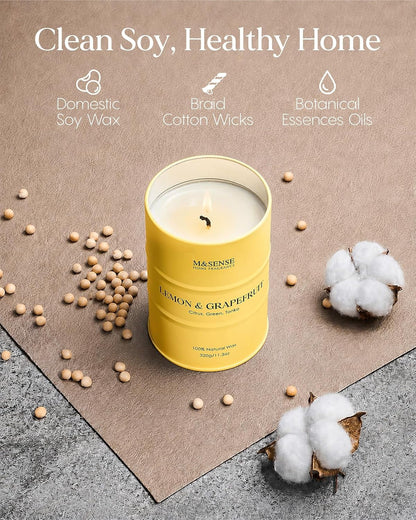 Fall Lemon Soy Candles,Fresh Citrus Grapefruit Peel Scented 11.3Oz3