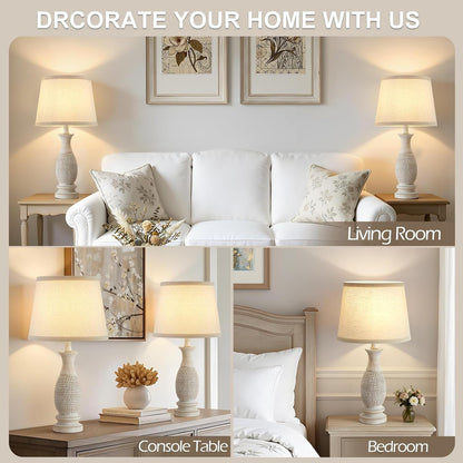 21.6" Table Lamps Set of 2, Resin Farmhouse Bedside Lamps for Bedroom Cream5